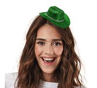 Green Mini Sparkling Cowgirl Hat - Pack of 6 - Fascinator Style Miniature Green Cowboy Hats - Harry Styles Love on Tour St Patricks Day Hen Party Fancy Dress Costume