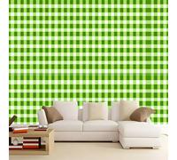 Green Minimalism Wallpaper - Bright Grid Print Paste The Paper Application, 200 x 140 cm for Walls Living Room Lounge Bedroom Hallway Feature Wall