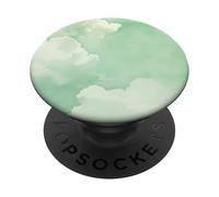 Green Minimalistic Cloudy Sky Cloud Pattern Chic Sky PopSockets Adhesive PopGrip