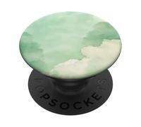 Green Minimalistic Cloudy Sky Cloud Pattern Chic Sky PopSockets Adhesive PopGrip