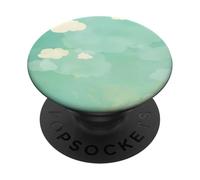 Green Minimalistic Cloudy Sky Cloud Pattern Chic Sky PopSockets Adhesive PopGrip