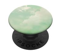 Green Minimalistic Cloudy Sky Cloud Pattern Chic Sky PopSockets Adhesive PopGrip