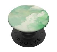 Green Minimalistic Cloudy Sky Cloud Pattern Chic Sky PopSockets Adhesive PopGrip