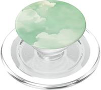 Green Minimalistic Cloudy Sky Cloud Pattern Chic Sky PopSockets PopGrip for MagSafe