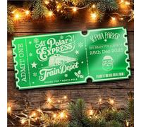 Green Mirror Acrylic Ticket Polar Express Christmas Train Ride Personalised Any Text Voucher | Custom Surprise Reveal Voucher Ticket | Announcement Greeting Card | Note Card