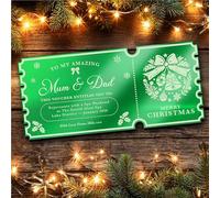 Green Mirror Acrylic Ticket Spa Weekend Break Christmas Personalised Any Text Voucher | Custom Surprise Reveal Voucher Ticket | Announcement Greeting Card | Note Card