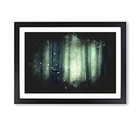 Green Misty Forest Paint Splash Framed Print | A2 Black Framed Wall Art | Ready to Hang | Modern Landscape Picture | Living Room Bedroom Lounge Office