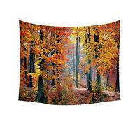 Green Misty Forest Tapestry Wall Hanging Nature Landscape Tapestry Sunshine Through Tree Tapestries for Bedroom Living Room Dorm Decor, M 59' ( L ) x 51' ( W )