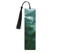 Green Misty Personalization Wooden Bookmark with Tassel Double Sided