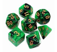 Green Mix Black Dice Set DND Polyhedral Dice for Dungeon and Dragons D&D RPG Role Playing Games 7-Die Set