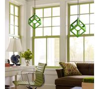 (Green) Modern Colorful Pendant Light Cube Shape Hanging Light Vintage Retro Ceiling Lamp