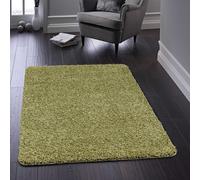Green Modern Plain Machine Washable Machine Made Plain Area Rug The Rug Shop UK Green 60cm x 100cm