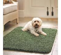 Green Modern Shaggy Machine Washable Machine Made Plain Area Rug The Rug Shop UK Green 60cm x 100cm