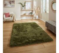 Green Modern Shaggy Plain Easy To Clean Green Area Rug The Rug Shop UK Green 60cm x 120cm
