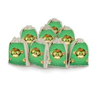 Green Monkey Bunches Pocket Cotton And Hemp with Drawstring 8 Pieces Reusable Gift Bags Jewelry Pouch for Wedding DIY Craft Party (4.9 X 6.7 Inch)