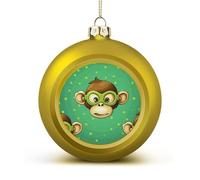 Green Monkey Christmas Balls Ornaments 4PCS Christmas Tree Hanging Ball Personalization Golden-Style Xmas Trees Ball Pendant for Holiday Party Decoration Supplies