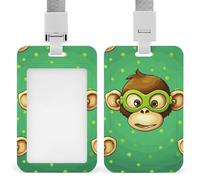 Green Monkey ID Badge Holder with Lanyard, Breakaway Lanyard Vertical ID Card Protector Case Multi-Use Badge Holder for Office, Teacher, Nurse