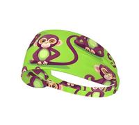 Green Monkey Print Printed Hairband Sport Hairband, Stretchy Wide Hairband, Unisex Casual Hairband