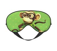 Green Monkey Printing Sleep Mask for Women Men Double-Sided Print Soft Silk Eye Masks Eye Sleep Shade Cover