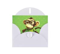 Green Monkey Prints Pearl Paper Horizontal Festival Greeting Card for Birthday Cards and All Occasions, White