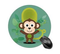 Green Monkey Round Gaming Mouse Pad Non-Slip Rubber Base Mousepad Travel Office Mousepads for Desk Funny Waterproof Computer Mouse Mat Cute Laptop Mouspad 7.8x7.8 Inch