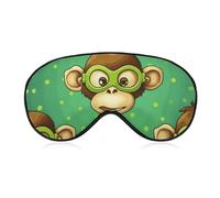 Green Monkey Sleep Mask for Women Men Side Sleeper Eye Cover with Adjustable Strap Soft Breathable Blackout Mask Slip-Free Deep Sleeping Travel Essentials