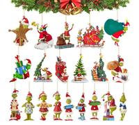 Green Monster Christmas Tree Decorations, AENEY 20Pcs Acrylic Hanging Ornament Pendant Decorations for Xmas Tree Indoors Home Decor