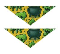 Green Monsters and Ghosts Pet Neck Scarf Fashion Accessories 2 Packs for a Gift Pets at Different Stages 30 × 12 2in