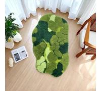 Green Moss Bath Mat 20x32, Non-Slip Cute Shaggy Bath Rugs, Thick Soft Absorbent Microfiber Bath Carpet, Machine Wash Dry, Bath Mats for Bathroom Floor, Tub, Shower, and Decor.