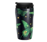 Green Moths with Skull Portable Coffee Cups Insulated Mug Water Tumbler with Lid Sealed for Hot Cold Drinks 250ml