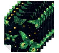 Green Moths with Skull Reusable Cloth Napkin Set Soft Dinner Napkins Square Table Serviettes for Kitchen Dining Room