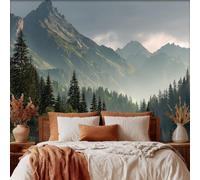 Green Mountain Wallpaper for Bedroom Living Room Decor, Nature Forest Landscape Wall Mural Home Accessories, Waterproof Wall Paper 450 x 315 cm F-WE&169