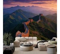 Green Mountains Architecture Wall Mural 3D Effect, Landscape Photography Contemporary Art Photo Picture Wallpaper Bedroom Decoration Wall Covering 200 x 140 cm
