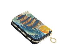 Green Mountains Orange River leather wallet for card With 9 cards slot RFID Blocking card case with zipper