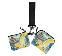 Green Mountains Orange River Women's Card Cases Change Holder Mini Fashion Zipper Cash Coin Purse with Wristle Strap for Work 2 Pcs billetera de mujer para tarjetas, Green mountains Orange River