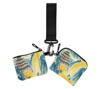 Green Mountains Orange River Women's Change Wallet Card Cases Large Capacity Wristlet Wallet Key Holder with Keychain for Woman 2 Packs
