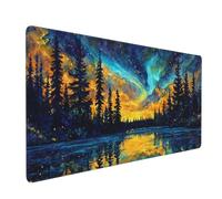 Green Mouse Mat 1200x600 mm Large Mouse Pad Aurora Waterproof Desk Mat with Non-Slip Rubber Base, Smooth Surface to Improve Precision and Speed, xxl Gaming Mousepad for Computer, PC, Laptop 2S-130