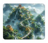 Green Mouse Mat 250x200mm, Small Mouse Pad Landscape Waterproof Gaming Mousepad, Mini Desk Mat with Anti-Slip Base, Stitched Edges Mousepad, Keyboard, Mousemats for Desk, Gifts for Women 3-8568