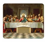Green Mouse Mat 300x250mm, Small Mouse Pad The Last Supper Waterproof Gaming Mousepad, Mini Desk Mat with Anti-Slip Base, Stitched Edges Mousepad, Keyboard, Mousemats for Desk, Gifts for Women 4-8349