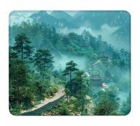 Green Mouse Mat 340x280mm, Small Mouse Pad Landscape Waterproof Gaming Mousepad, Mini Desk Mat with Anti-Slip Base, Stitched Edges Mousepad, Keyboard, Mousemats for Desk, Gifts for Women C-9662
