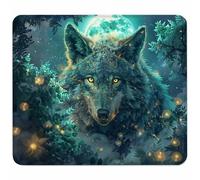 Green Mouse Mat 340x280mm, Small Mouse Pad Wolf Waterproof Gaming Mousepad, Mini Desk Mat with Anti-Slip Base, Stitched Edges Mousepad, Keyboard, Mousemats for Gaming Accessories, Gifts for Men R-1637