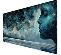 Green Mouse Mat Abstract Woman Gaming Mouse Pad XXL 60 x 30cm Desk Mat Large with Non-Slip Base and Stitched Edge Keyboard Pad for Gaming/Home/Office/Accessories, Improved Precision and Speed q3278i