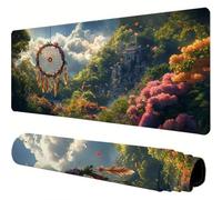 Green Mouse Mat Dreamcatcher Desk Mat 700x300x3mm Mouse Pad Large, Waterproof Mousepad with Stitched Edges and Non-Slip Rubber Base Mousemat, Desk Accessories for Men, Work From Home Essentials J1-445