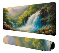 Green Mouse Mat Fall Desk Mat 1000x500x3mm Mouse Pad Large, Waterproof Mousepad with Stitched Edges and Non-Slip Rubber Base Mousemat, Desk Accessories for Men, Work From Home Essentials Gifts J1-901