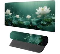 Green Mouse Mat Gaming, Flower Mouse Pad 700x300x3mm, Extended XXL Desk Mat Large with Stitched Edges, Improved Precision and Speed Non-Slip Rubber Base Mousepad for Office Accessories, Gifts 9-3523