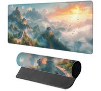 Green Mouse Mat Gaming, Great Wall Mouse Pad 700x300x3mm, Extended XXL Desk Mat Large with Stitched Edges, Improved Precision and Speed Non-Slip Rubber Base Mousepad for Office Accessories 3-8839