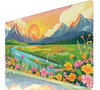Green Mouse Mat Grassland Mouse Pad Desk Mat Soft Smooth Surface and Anti-Slip Rubber Base for Stable Grip on Smooth Surfaces, Improved Precision and Speed, Mousepad for Office 700 x 400 x 3mm K0-65