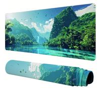 Green Mouse Mat Landscape Desk Mat 1400x600x3mm Mouse Pad Large, Waterproof Mousepad with Stitched Edges and Non-Slip Rubber Base Mousemat, Desk Accessories for Men, Work From Home Essentials J1-505