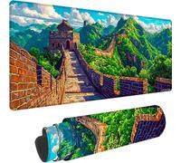 Green Mouse Mat Large 700 x 400 x 4 mm Extended Gaming Mouse Pad The Great Wall Of China Desk Mat With Stitched Edges, Waterproof Mousepad, Non-Slip Rubber Base Desk Pad for Office Accessories z-176