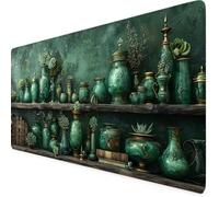 Green Mouse Mat Vase Gaming Mouse Pad XXL 60 x 30cm Desk Mat Large with Non-Slip Base and Stitched Edge Keyboard Pad for Gaming/Home/Office Work/Accessories Gifts, Improved Precision and Speed p5582i